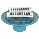 Image of Cast Iron Shower Drain - Heavy Duty w/ Bolt Down Ring and Square Strainer
